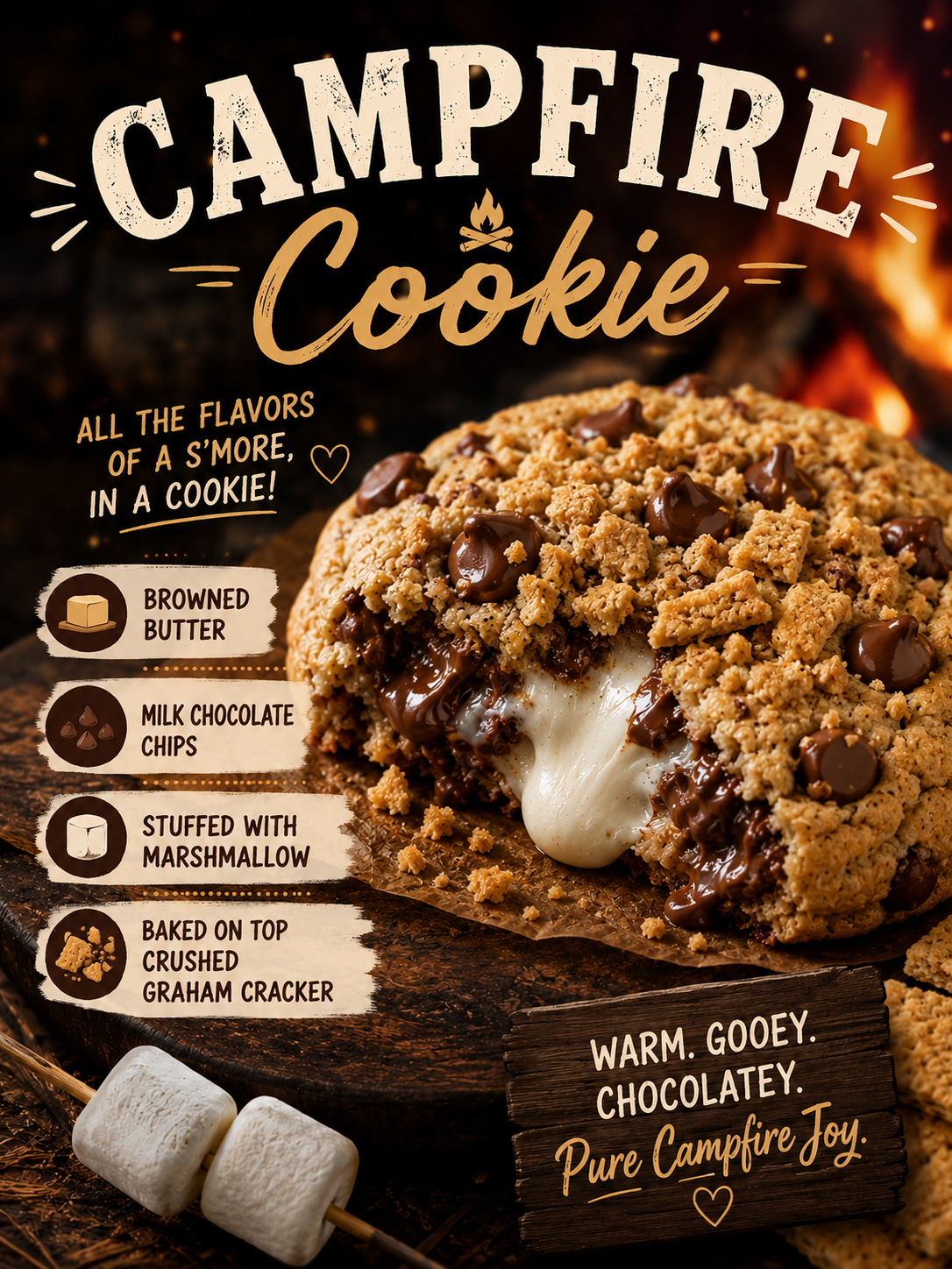 The Campfire Cookie (S’mores cookie)